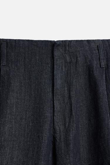 CROPPED WIDE-LEG DENIM TROUSERS - Indigo by Zara
