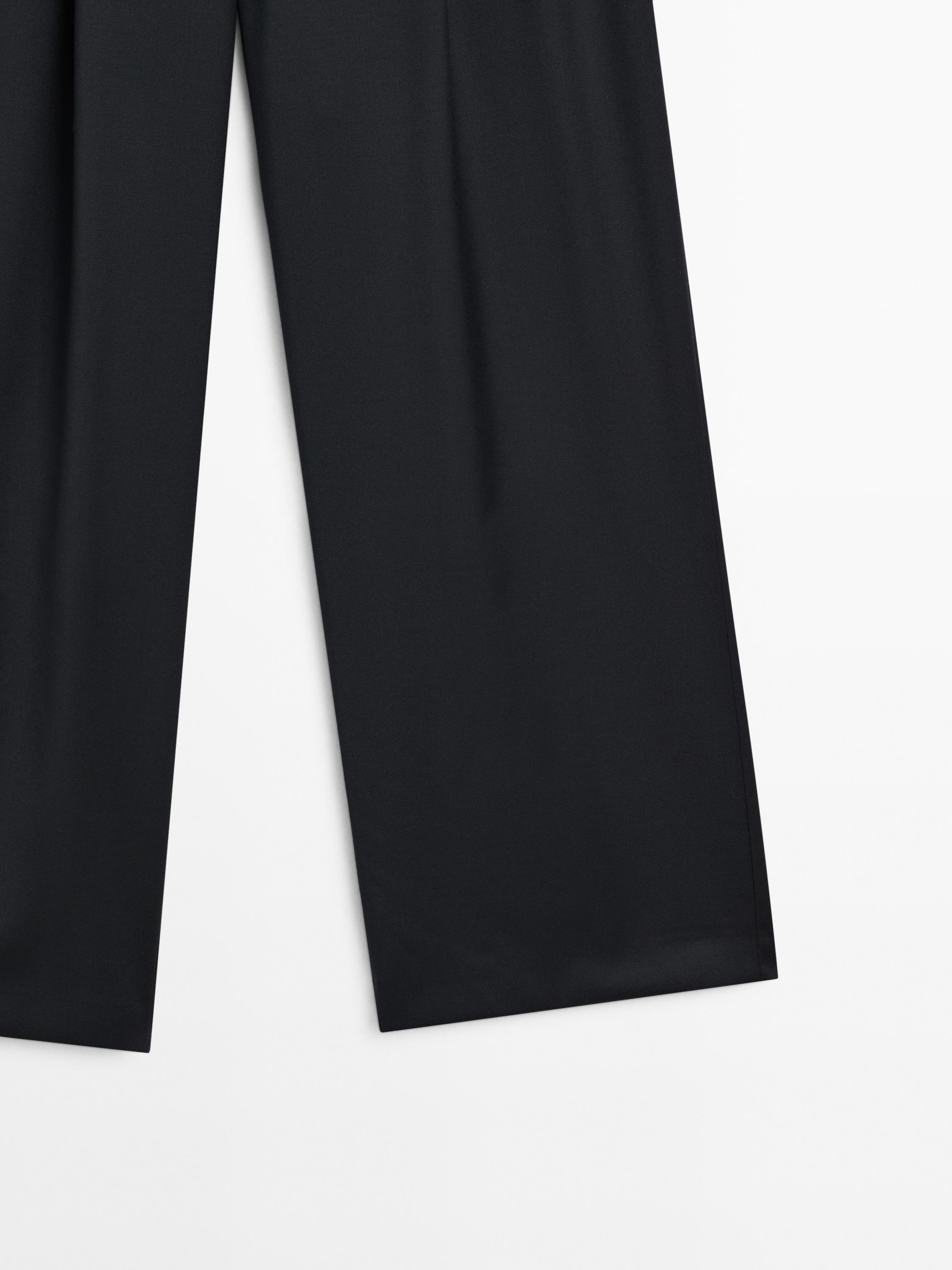 Pantalon plissé 100 % laine extra-fine