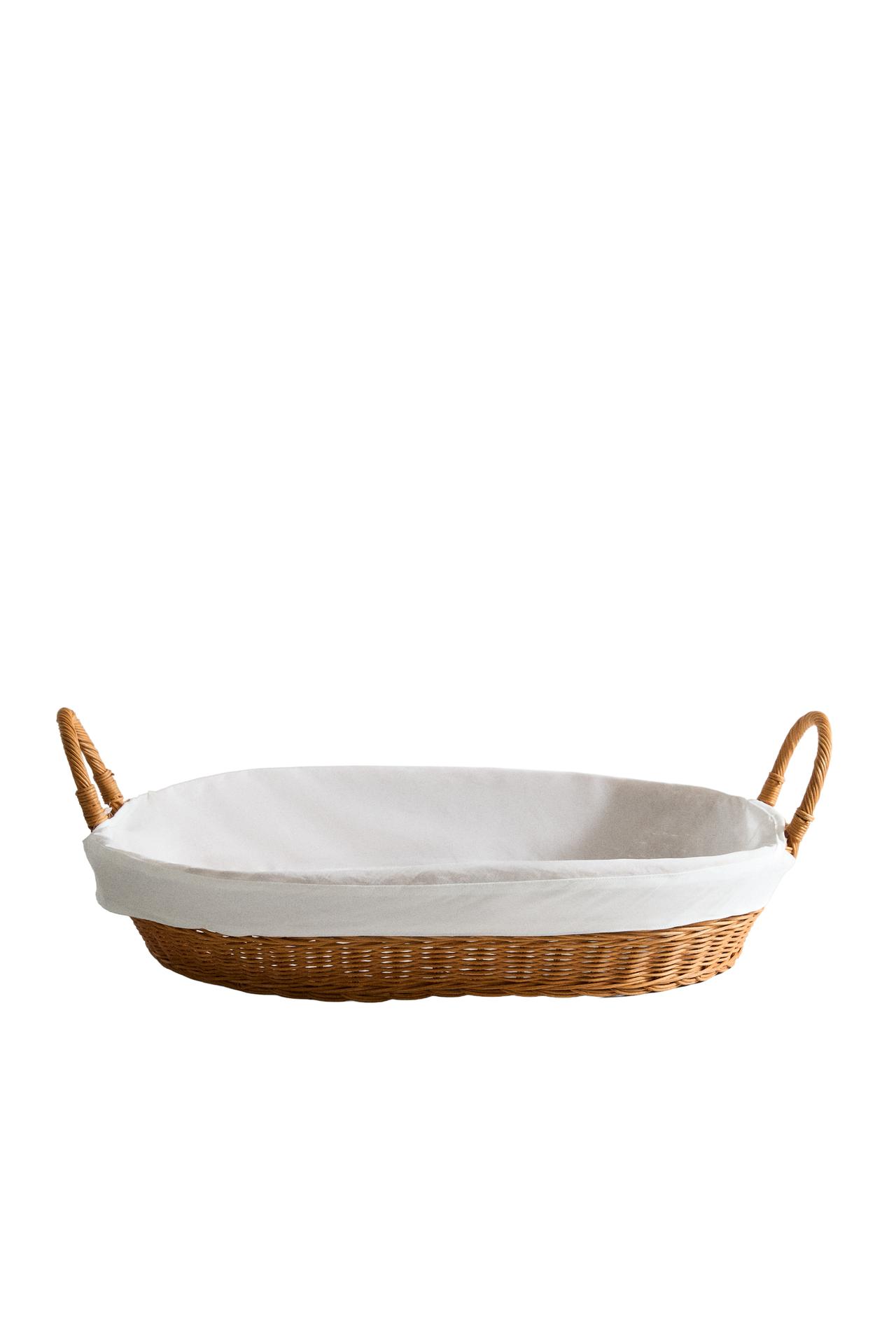 КОРЗИНА ДЛЯ ГЛАЖЕНИЯ ИЗ РОТАНГА И ХЛОПКА