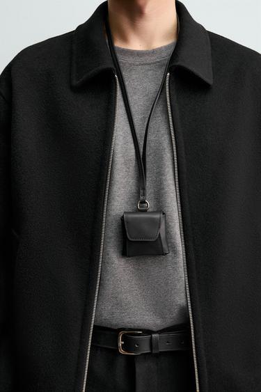 LEATHER EARPHONE HOLDER WITH PENDANT - Black by Zara - Image 0