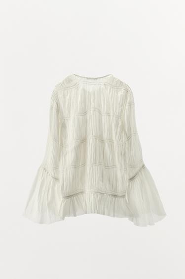ASYMMETRIC TEXTURED BLOUSE - LIMITED EDITION - Oyster-white by Zara - Image 4