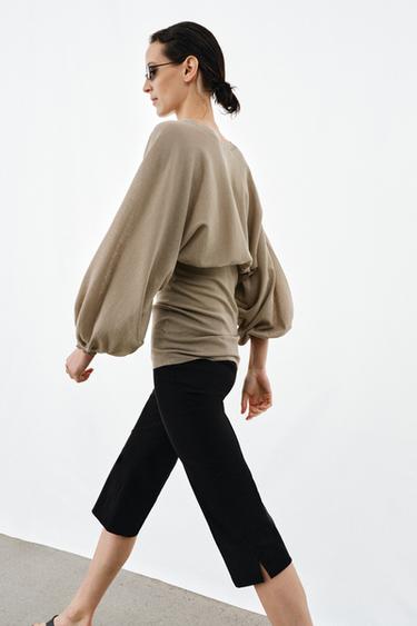 PUFF SLEEVE TOP WITH FITTED HEM - Beige-pink by Zara - Image 2