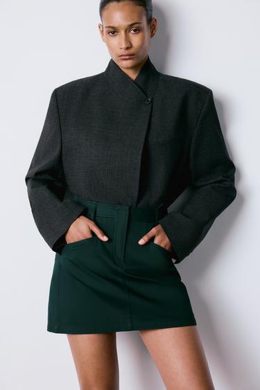 FALDA MINI SARGA ZW COLLECTION - Verde azul de Zara