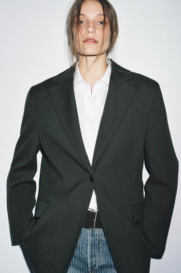 OVERSIZED WOOL BLAZER ZW COLLECTION - Green marl by Zara - Image 1