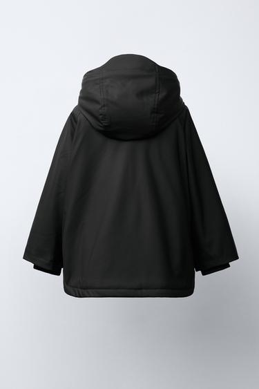 WATER-REPELLENT COATED JACKET WITH FAUX FUR ANIMAL PRINT - Black by Zara - Image 3