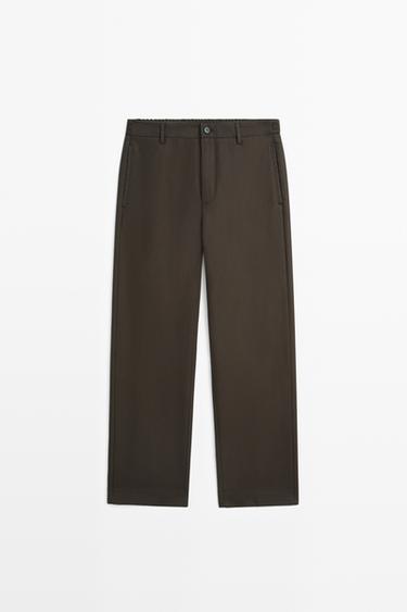 Zara 100% cotton pants with elasticated waistband - Brown - Image 0