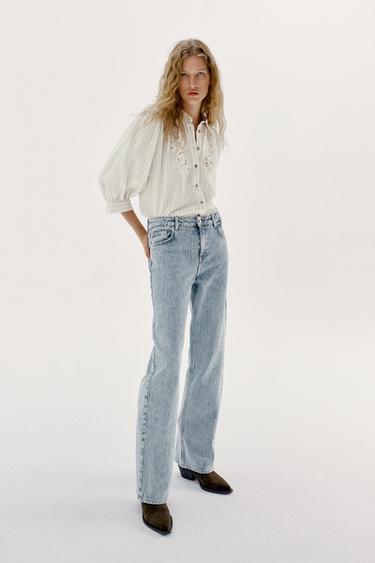 CHEMISE À RAYURES ET BRODERIES AJOURÉES - Écru de Zara