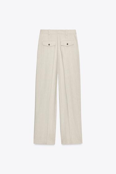 PANTALON DROIT SURPIQÛRES - Sable de Zara - Image 7