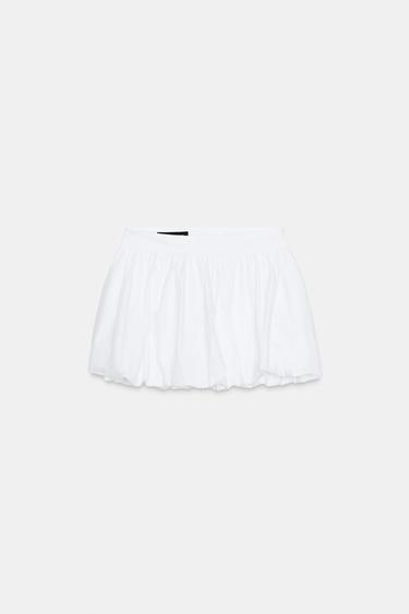 FALDA PANTALÓN MINI GLOBO - Blanco de Zara - Imagen 0