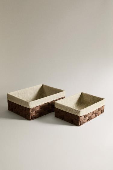 RECTANGULAR FABRIC-LINED HAMPER - Brown by Zara - Image 1