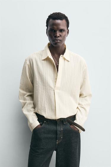 TEXTURED POLO SHIRT - Ecru by Zara