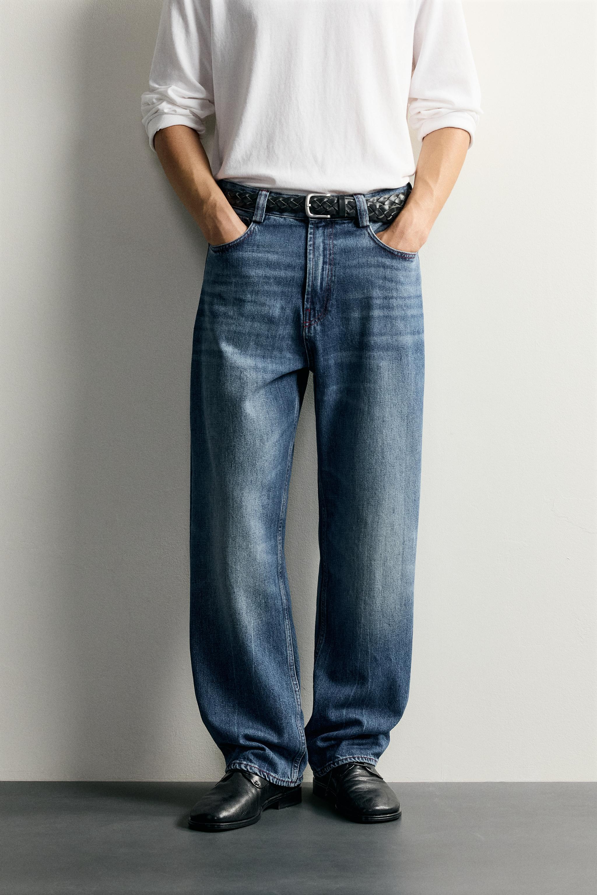 JEAN STRAIGHT FIT À SURPIQÛRES CONTRASTÉES