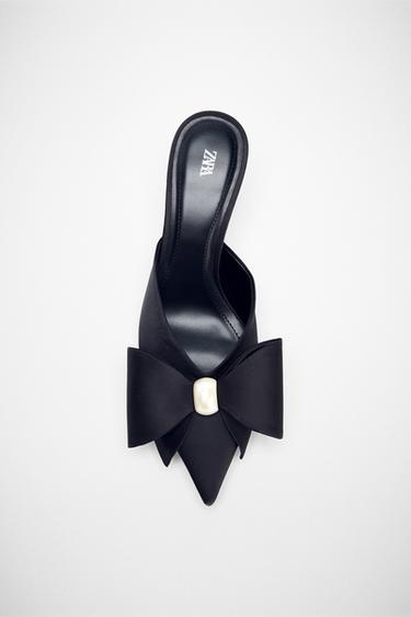 SATIN BOW HEEL SHOE - Black by Zara