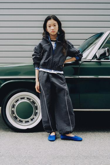 CHECKED SAROUEL TROUSERS WITH CONTRASTING PIPING - Blue by Zara