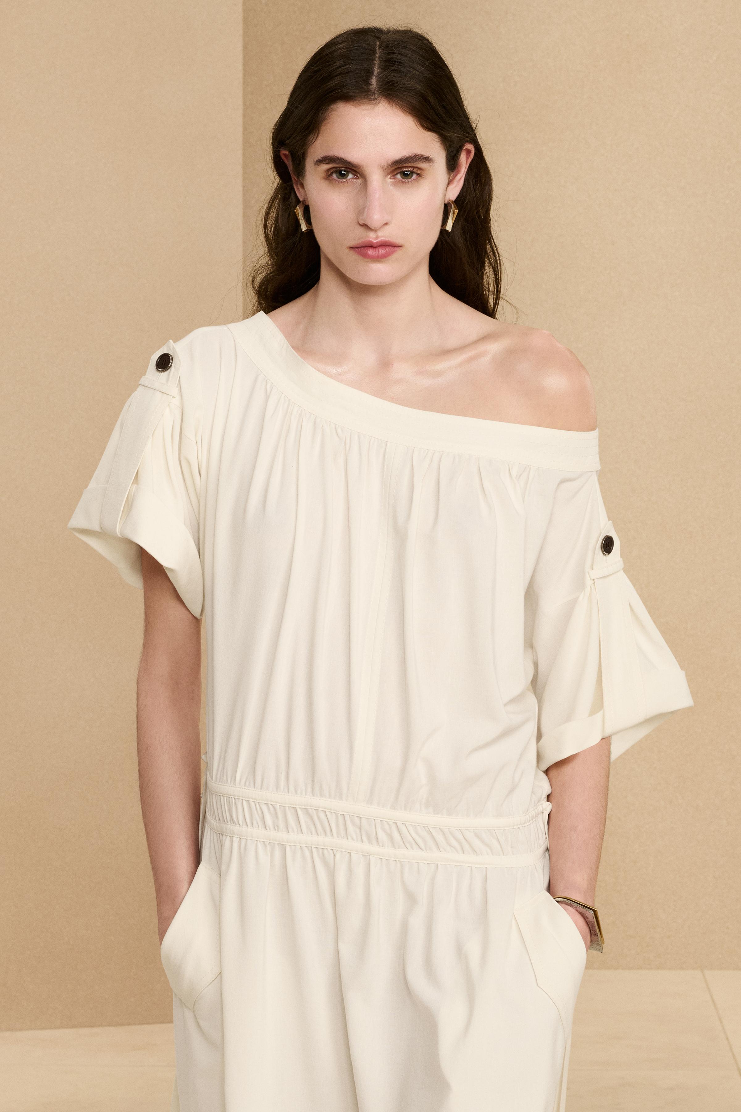 ワンピース ZARA SRPLS FF SHLDR DRSS 14 2699/215 FF SHLDR DRSS 14 - Oyster-white | ZARA United States