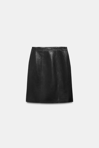 Zara ZW COLLECTION LEATHER PAREO SKIRT LIMITED EDITION - Black