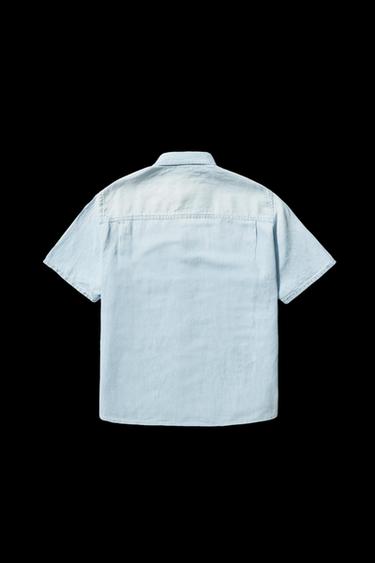 Zara LIGHTWEIGHT DENIM SHIRT - Light blue