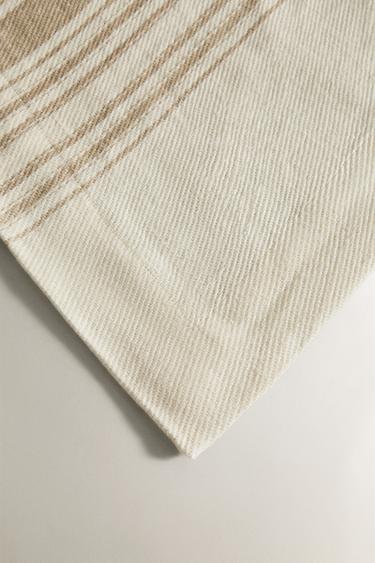 STRIPED LINEN THROW - Ecru by Zara - Image 1
