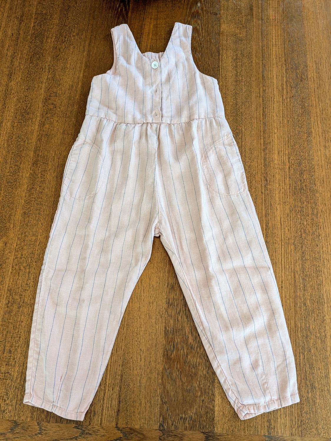 STRIPED LINEN BLEND JUMPSUIT