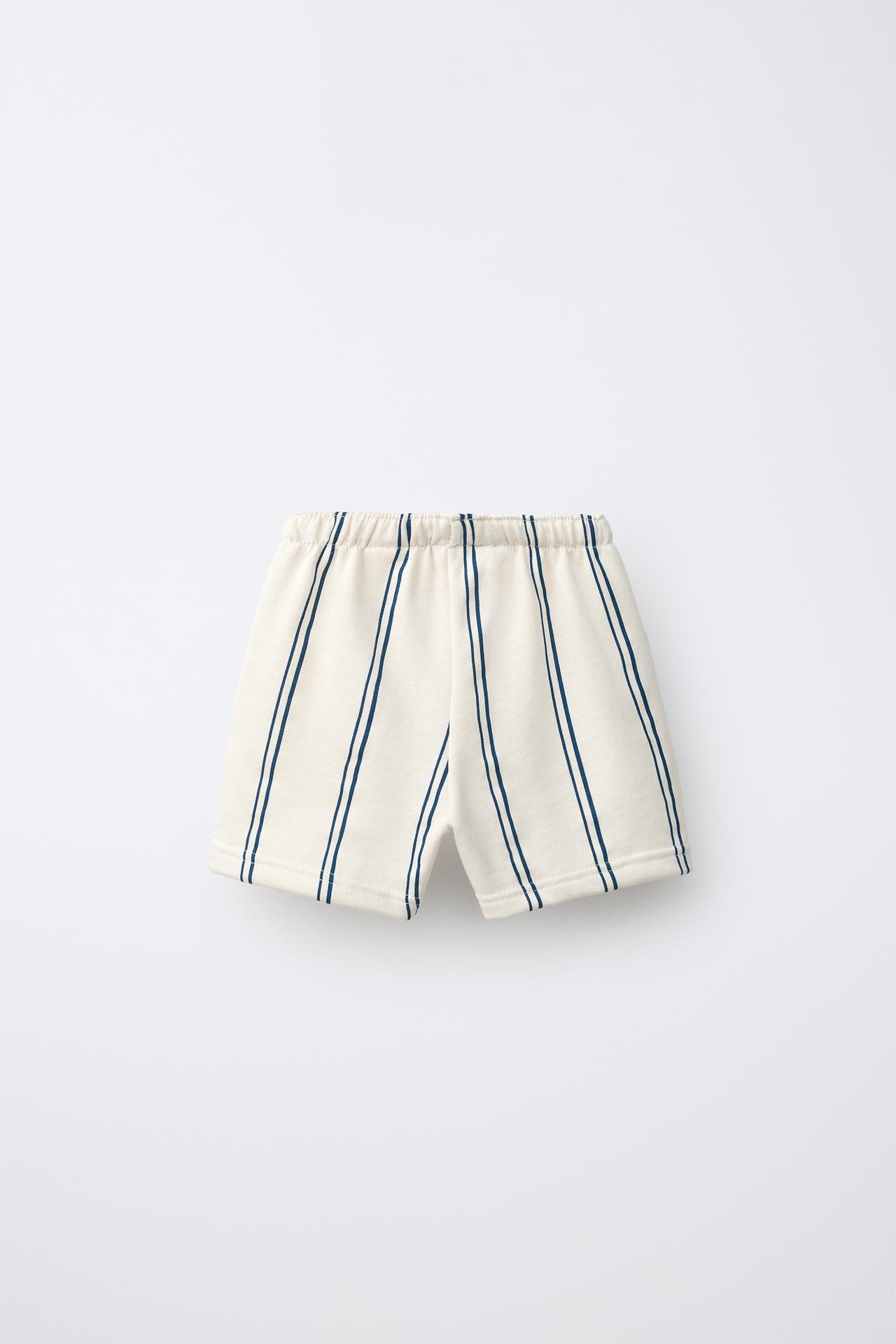 TOY STORY © DISNEY/PIXAR EMBROIDERED STRIPED SHORTS — Ecru