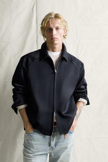 WOOL BLEND REGULAR FIT JACKET - Dark navy by Zara