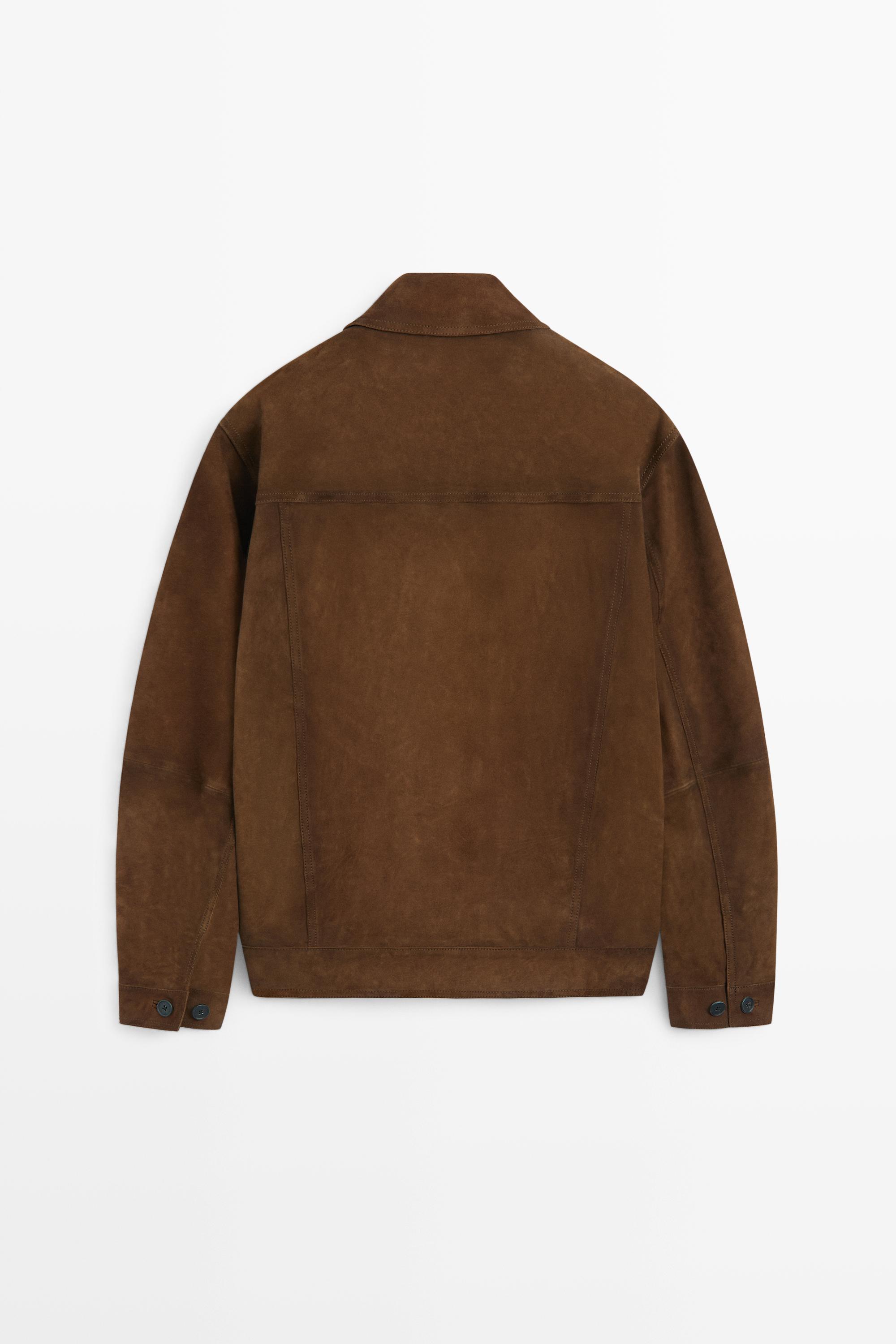 Veste avec poches en cuir et daim