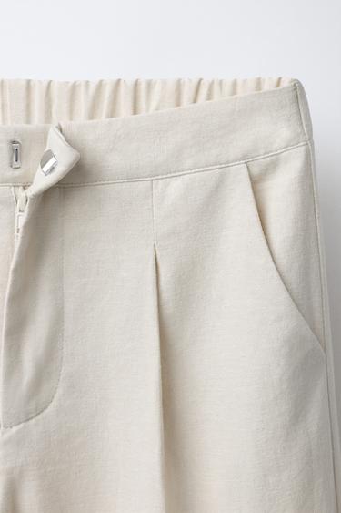 BEADED WIDE-LEG TROUSERS WITH LINEN BLEND AND COTTON - Sand by Zara - Image 2