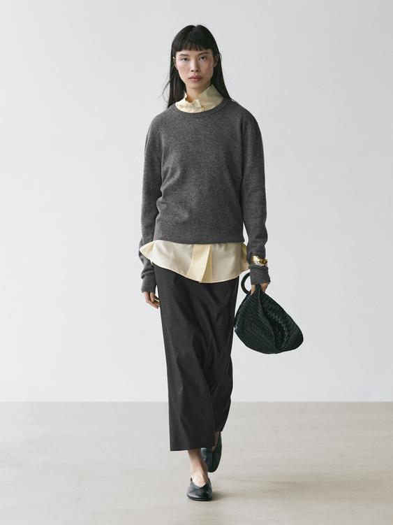 Straight linen blend midi skirt from Zara - $160