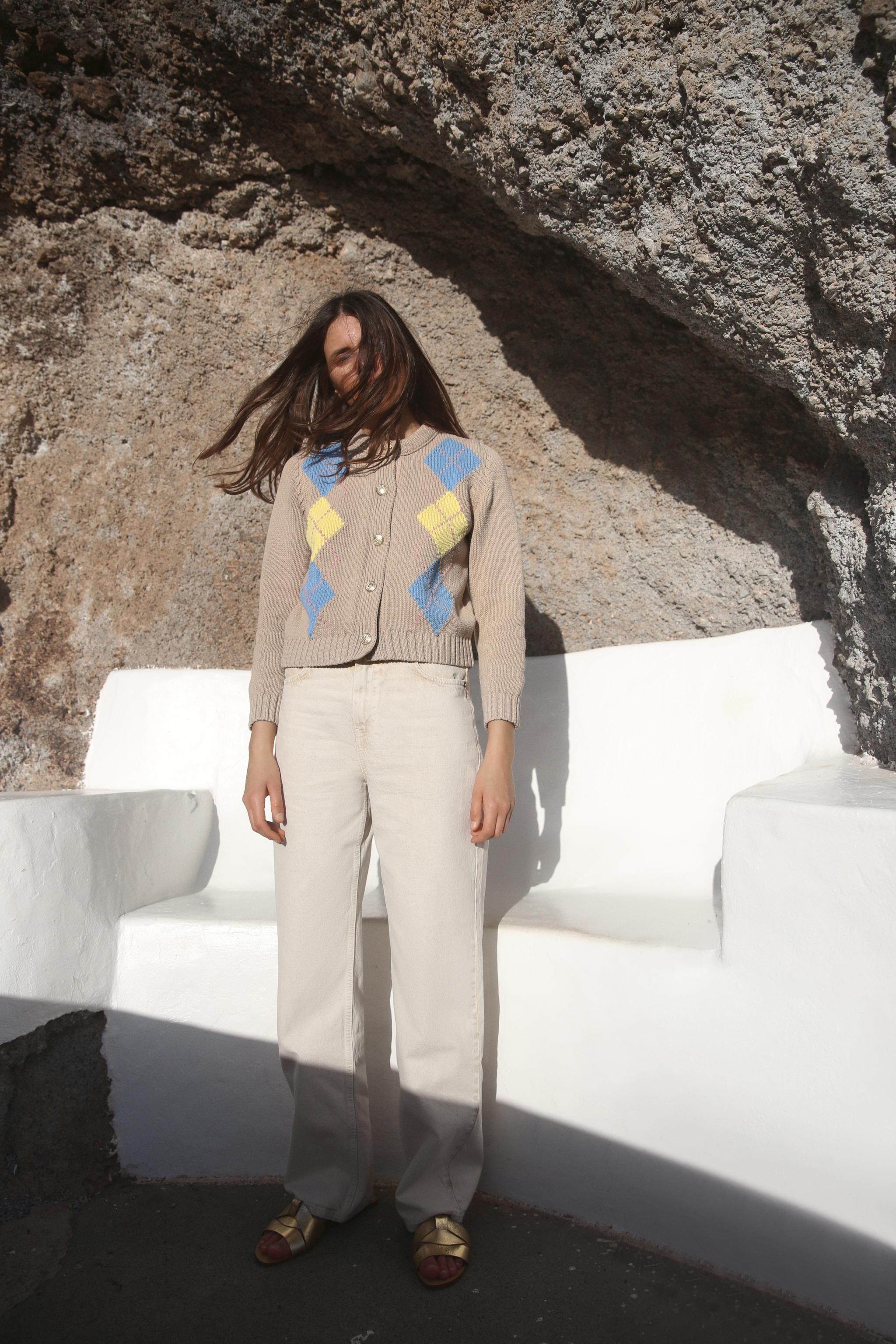 ARGYLE KNIT CARDIGAN Beige ZARA South Africa