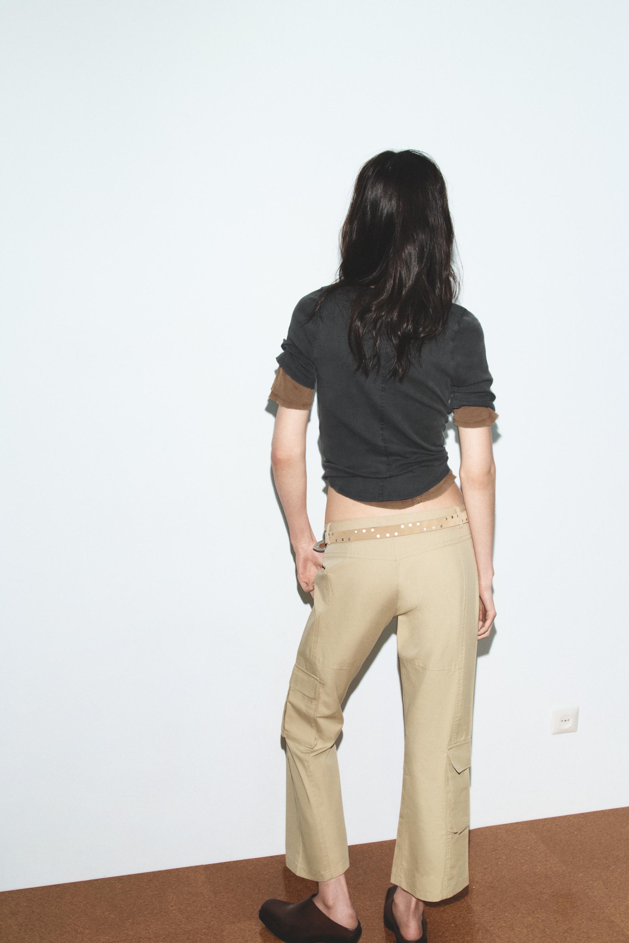 CEPLİ DÜZ PAÇA CROP PANTOLON - Görsel 4