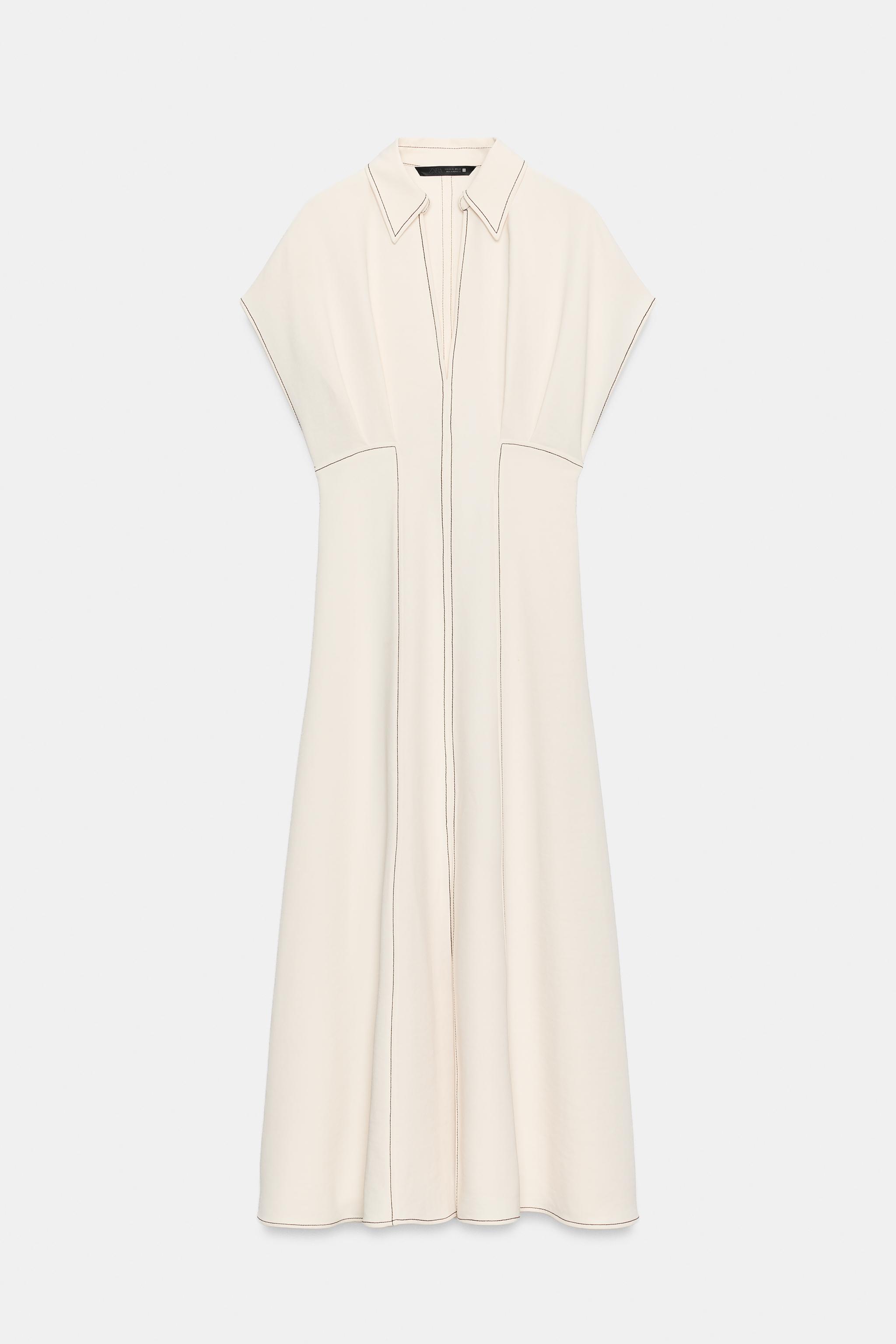 MIDI DRESS WITH CONTRAST TOPSTITCHING - thumbnail 6