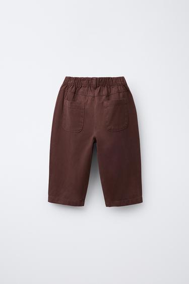 Zara SOFT BAGGY PANTS - Burgundy