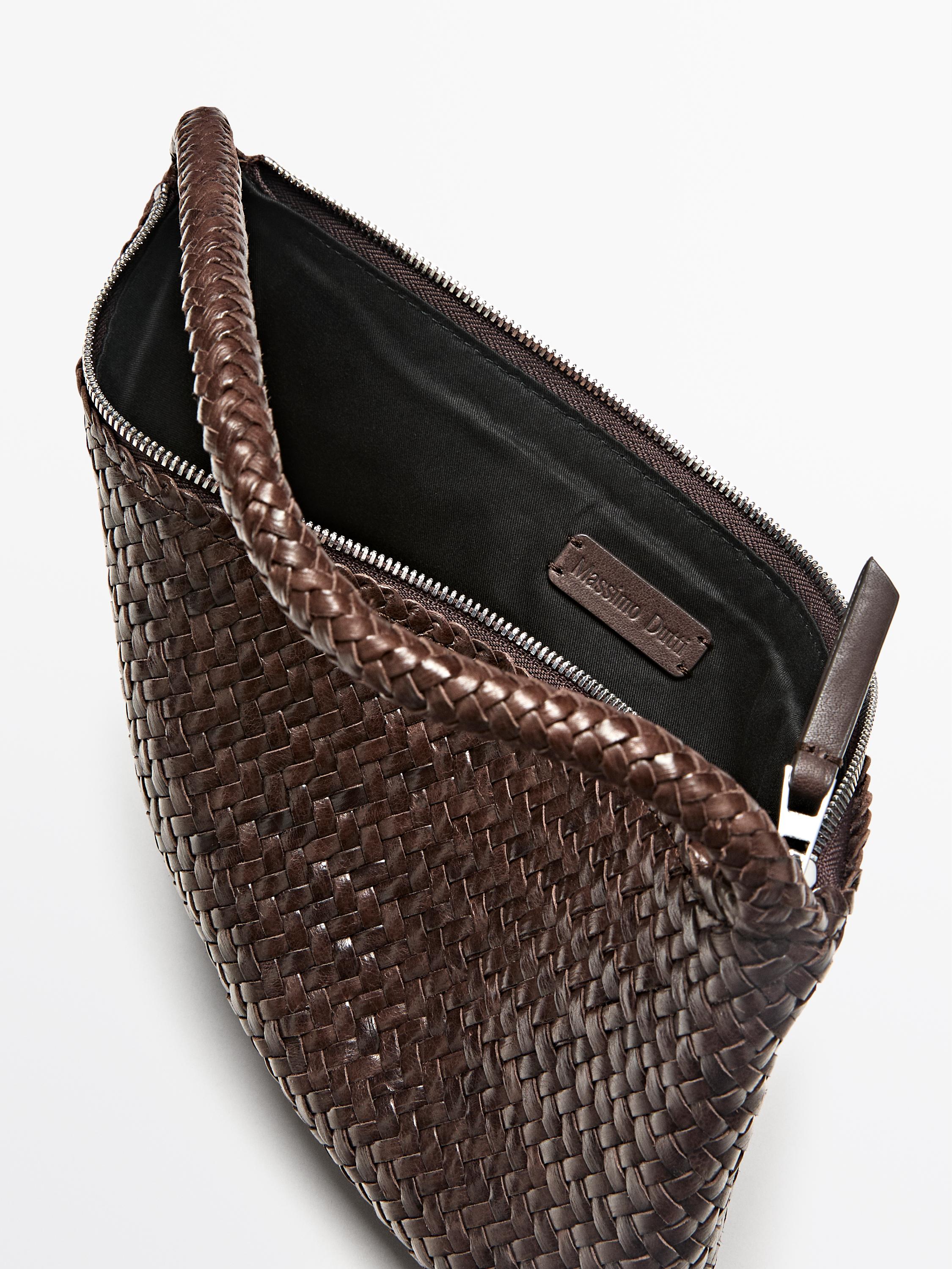 Petit sac porté épaule en cuir tressé