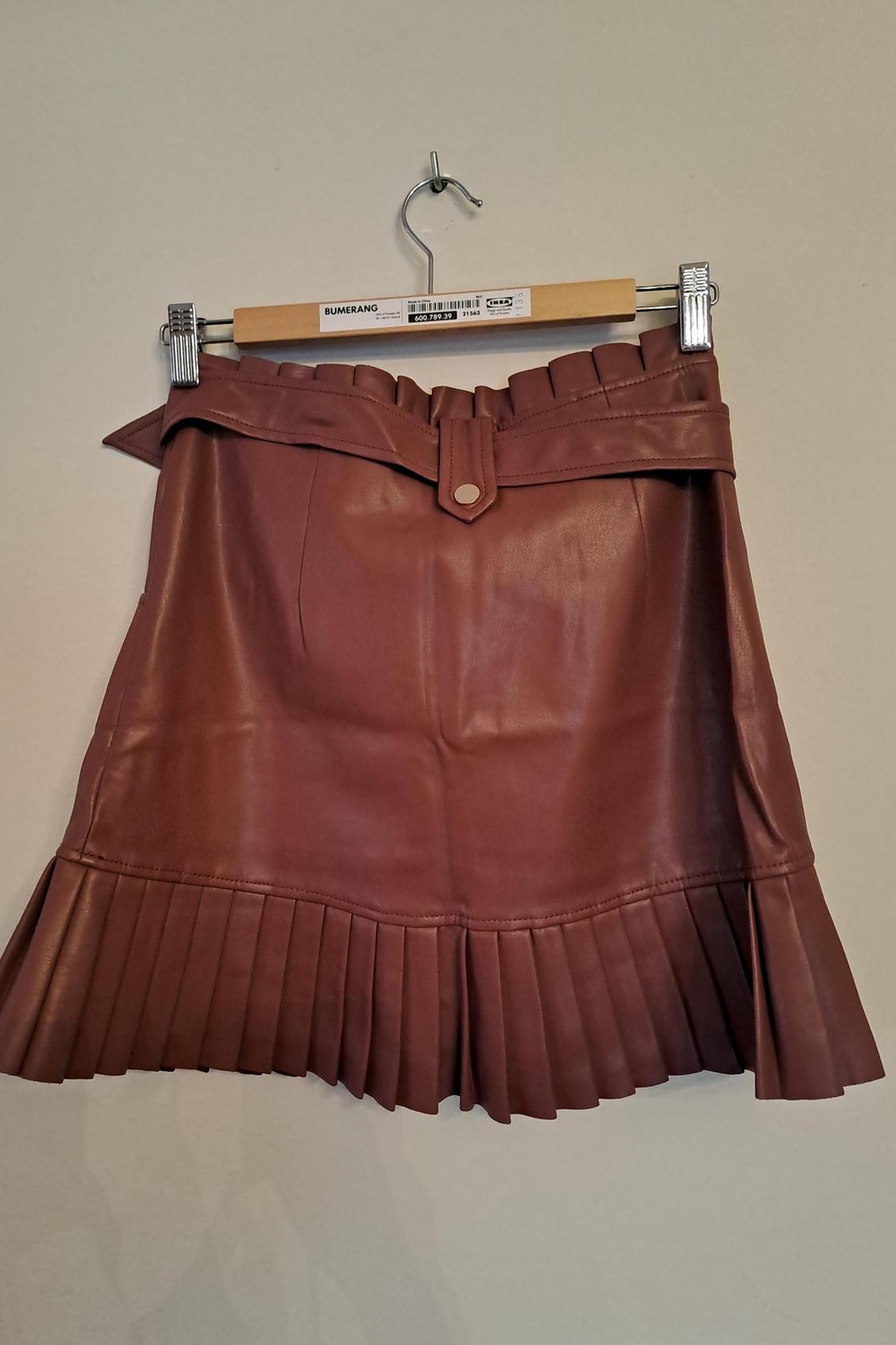 PLEATED FAUX LEATHER MINI SKIRT - Image 4