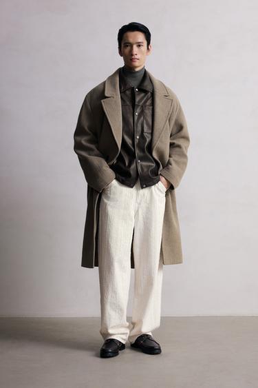 Zara 羊毛混紡休閒版大衣 - 棕色 / 暗灰褐色