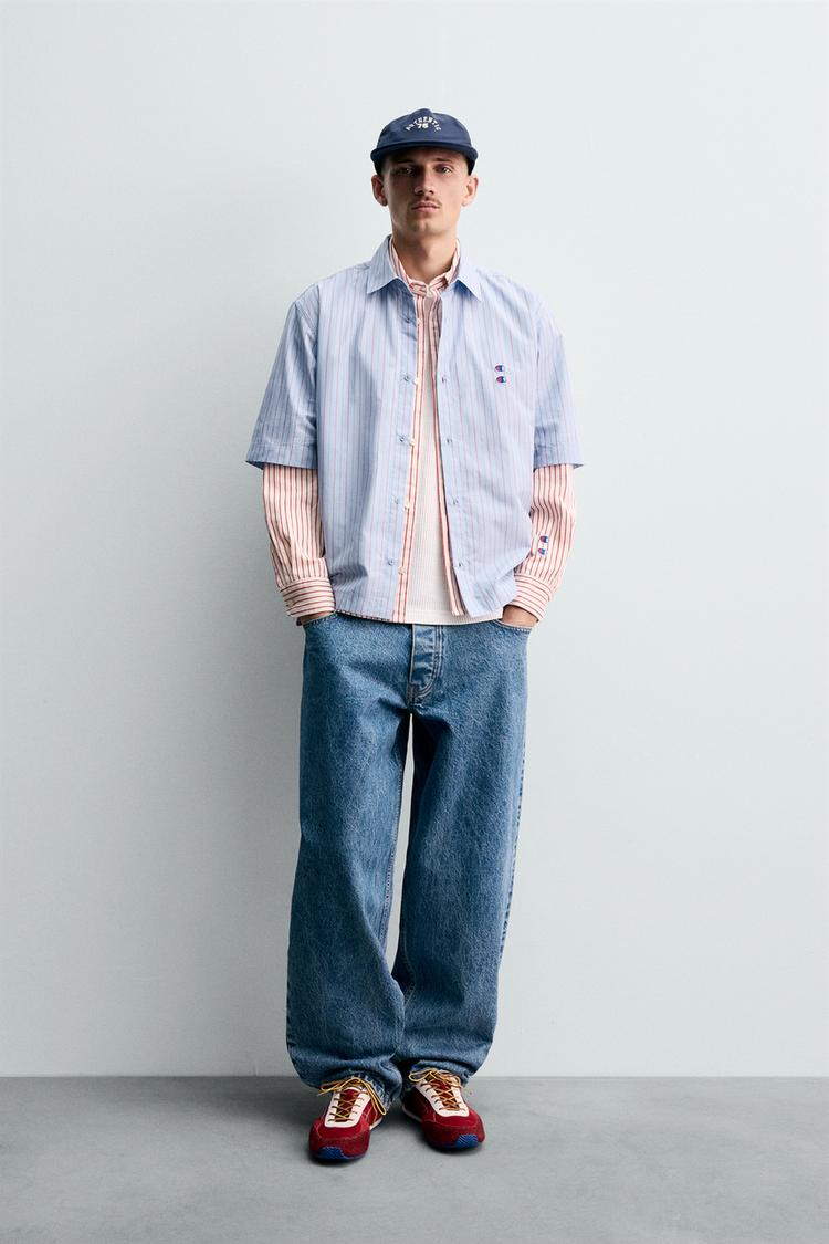 STRIPED SHIRT WITH PATCHES CHAMPION ® X ZARA - Main Image
