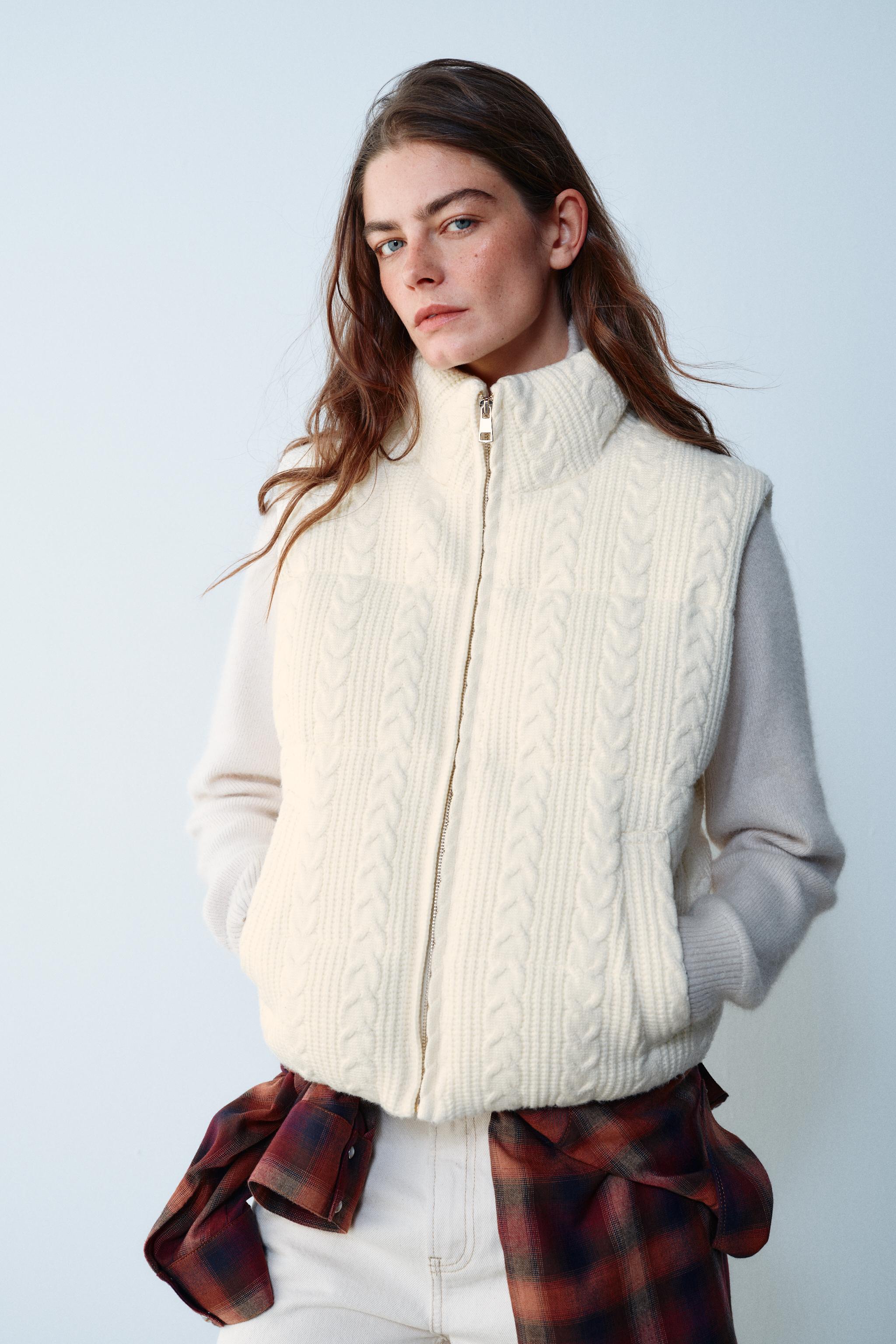 QUILTED CABLE-KNIT VEST