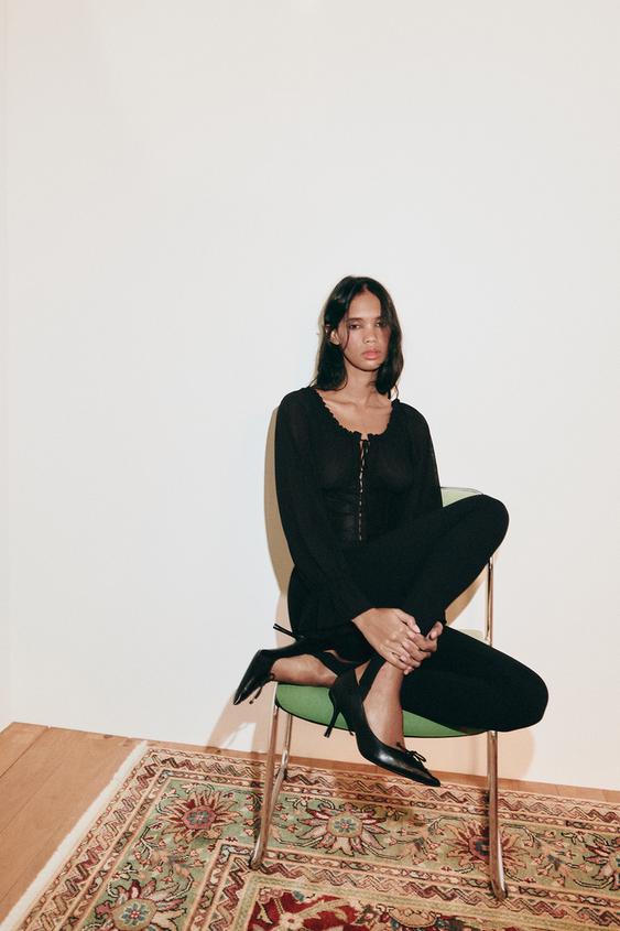 BLUSA DE INSPIRAÇÃO CORSETRY COMBINADA - Preto da Zara - Imagem 0