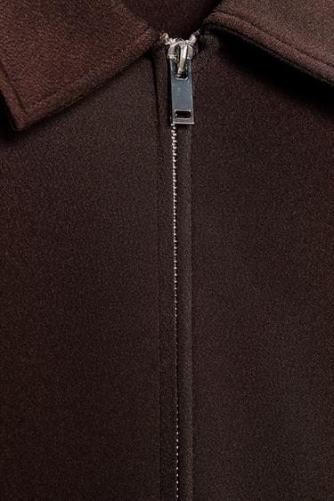 CREPE ZIP-UP JACKET - Brown by Zara