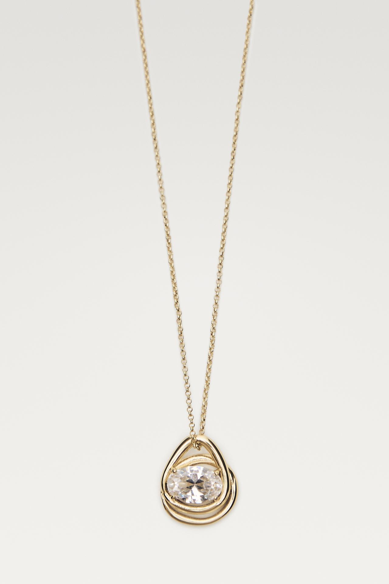 Irregular crystal oval necklace — Golden