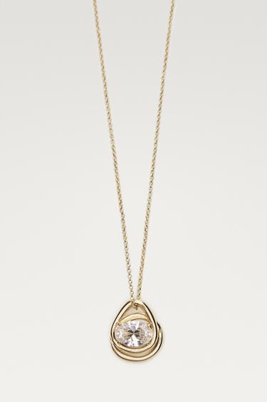 Irregular crystal oval necklace — Golden 1