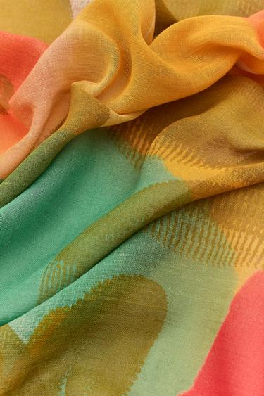 FOULARD À IMPRIMÉ AQUARELLE AVEC LIN - Multicolore de Zara - Image 2