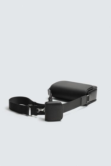 حقيبة كروس بودي بنسيج - أسود الخاص بـ Zara