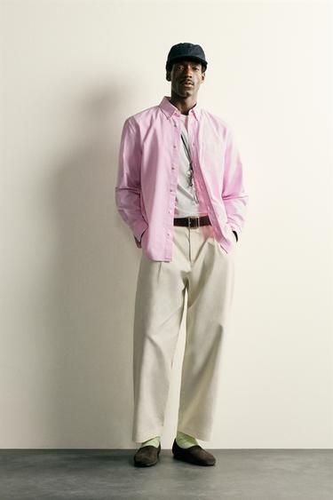 REGULAR FIT OXFORD SHIRT - Pink by Zara - Image 0