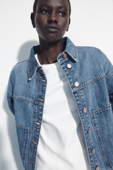 CAZADORA BOLSILLOS PLASTRÓN - Azul medio de Zara