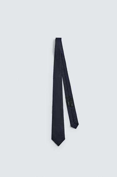 100% SILK TEXTURED TIE - Navy blue by Zara