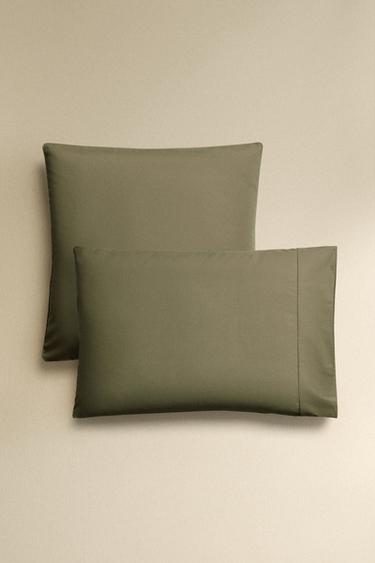 KOPFKISSENBEZUG BAUMWOLLPERKAL (FADENDICHTE 300) - Grün von Zara
