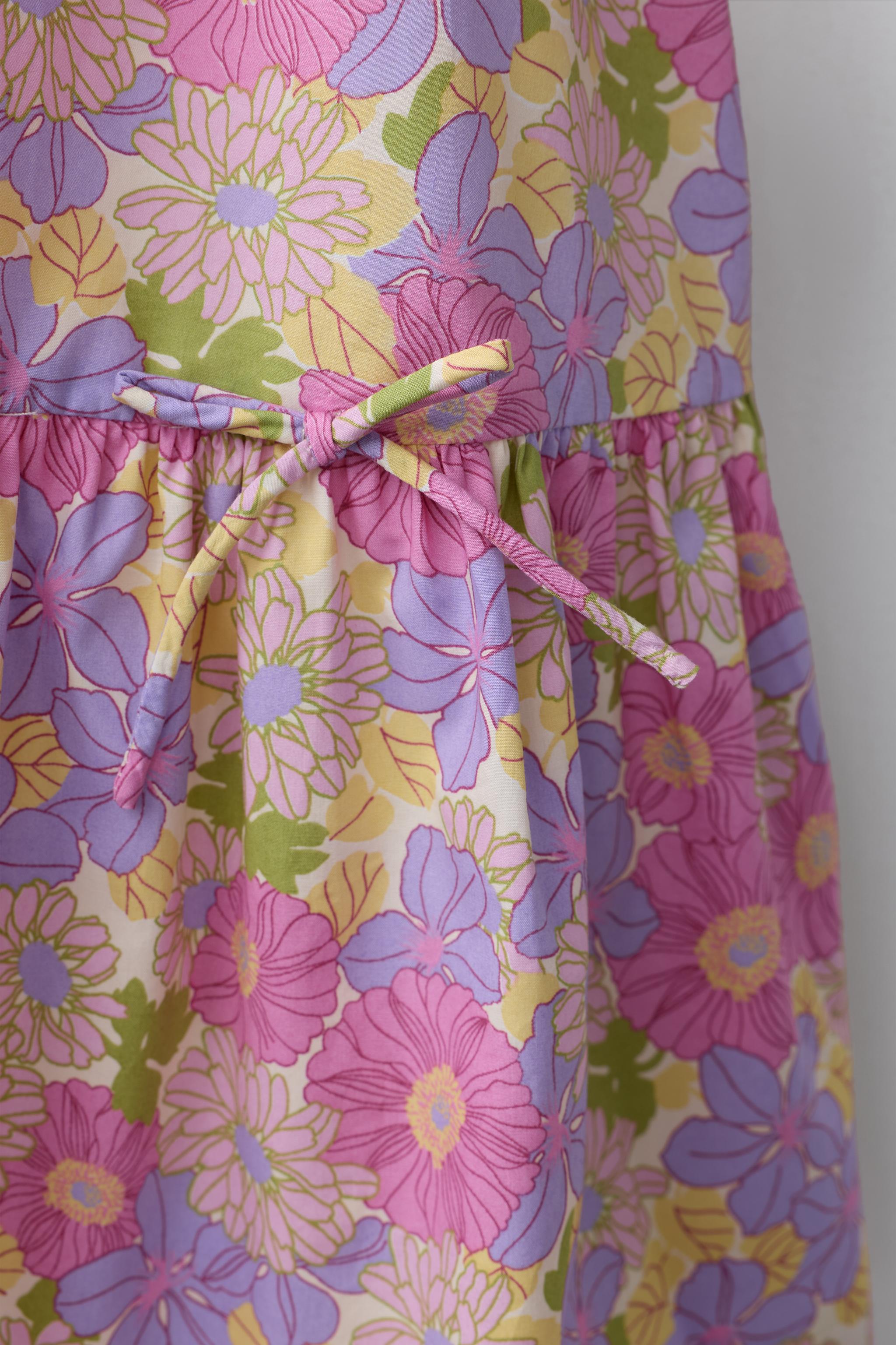 FLORAL POPLIN BALLOON SLEEVE DRESS