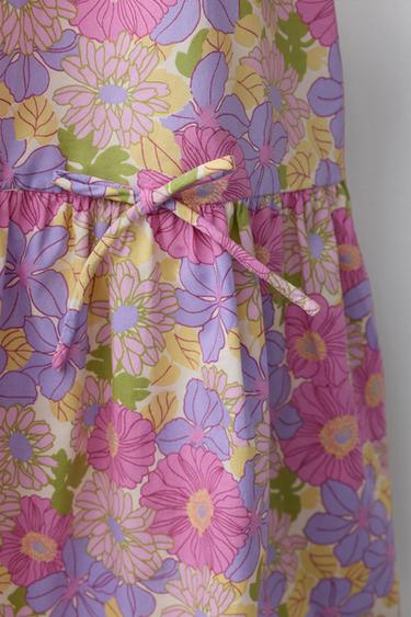 ROBE EN POPELINE À MANCHES BALLON ET FLEURS - Multicolore de Zara - Image 2