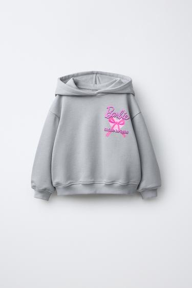 ÁO NỈ CÓ MŨ HỌA TIẾT NƠ BARBIE™ MATTEL - Màu ghi xám từ Zara